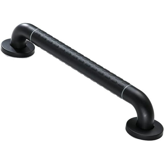 12" Black Bathroom Anti-Slip Straight Grab bar, 1.45 Inch Diameter, Bathtub Textured Shower Bar, Home Saftey Armrest, Toilet Support, Available for Towel Holder and Door Handle