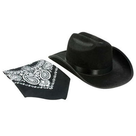 Jr. Cowboy Hat - Black with Bandanna