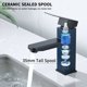 thumbnail image 4 of Grifo de baño negro mate, mezclador de lavabo cuadrado de acero inoxidable, agua fría y caliente, larga vida útil, libre de metales pesados nocivos para el área del tocador de su baño, 4 of 5