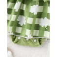 thumbnail image 6 of Infant Baby Girls Irish Romper Dress Lace Sleeve Four Leaf Clover Plaid Print Patchwork Romper with Headband, 6 of 9