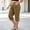Brown, variant on Drovellove Women's Plus Size High Waisted Cotton Linen Capri Pants with Drawstring - Elastic Waist Casual Shorts for Home, Seaside Holidays