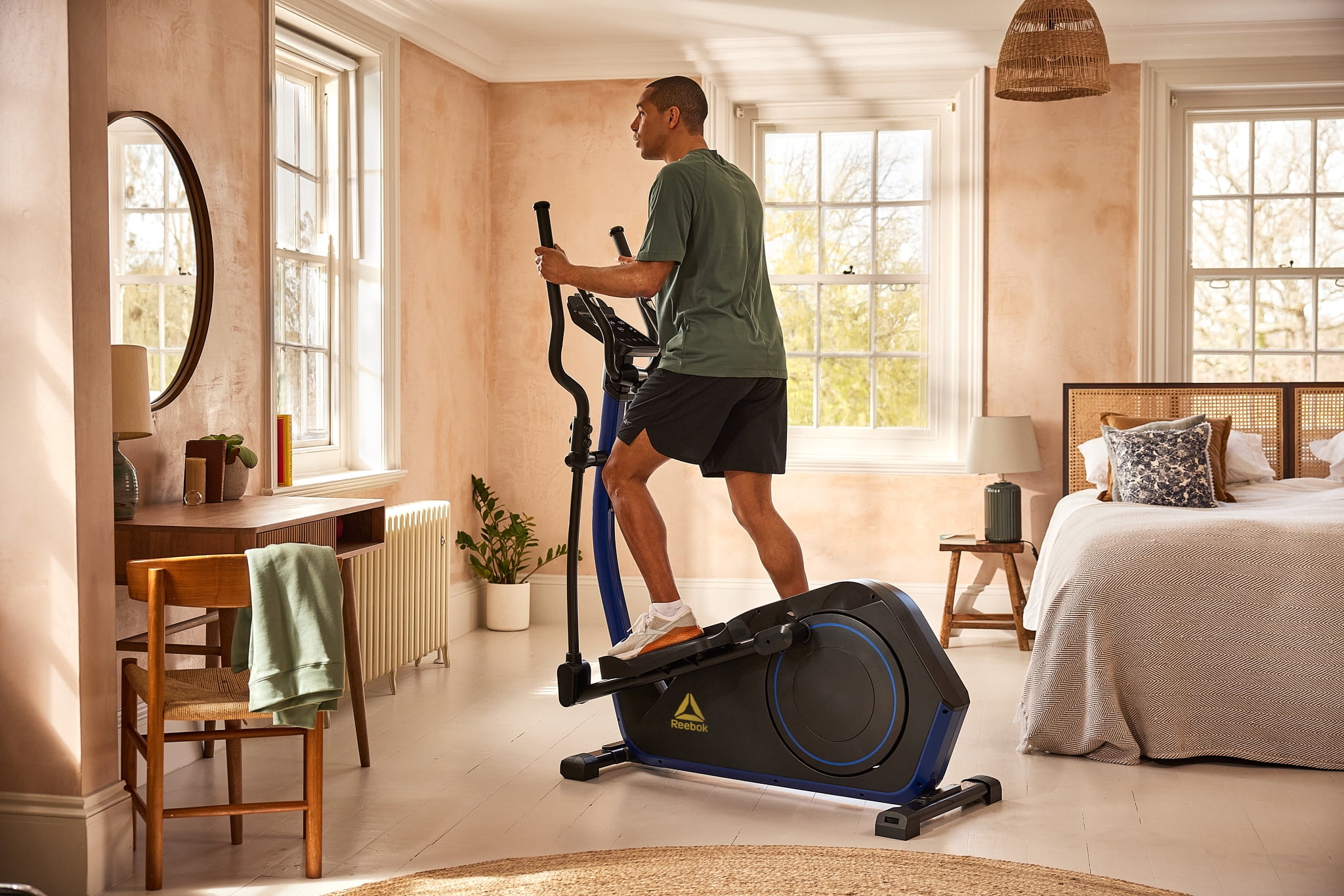 Reebok FR30 Home Elliptical Cross Trainer, Blue, Cardio Exercise, Bluetooth, 32 Electronic Resistance Levels