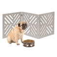 thumbnail image 2 of HOME DISTRICT Dog Gate Freestanding Pet Gate 4-Panel & 3 Panel Pet Gate for Dogs Folding Dog Gate Quadfold & Trifold Pet Gate for Small Dogs Decorative Pet Gate for Dogs Indoor, Gray Lattice 47" x 19", 2 of 8
