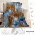 thumbnail image 5 of Blue Brown Abstract Blanket Soft Cozy Warm Throw Blanket for Couch, Plush Fuzzy Flannel Fleece Blankets for Sofa, Gradient Vintage Oil Painting Modern Art Bed Blankets Gifts for Men, 50"x80", 5 of 9