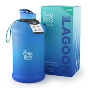 THE GYM KEG Blue Lagoon Sports Water Bottle Half Gallon - Carry Handle, Big Water Jug for Sport, Ecofriendly, Leakproof