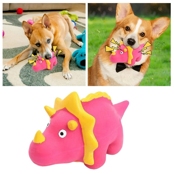 Dinosaur Dog Chew Toy Latex Squeaky Interactive Pet Toy for Anxiety Indoor Outdoor Play Durable TPR Puppy Teething Toy
