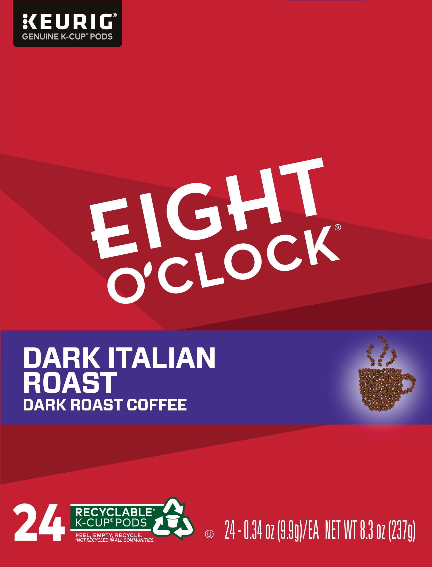 Eight O'Clock Dark Italian Dark Roast K-Cup Coffee Pods, 24 Ct.