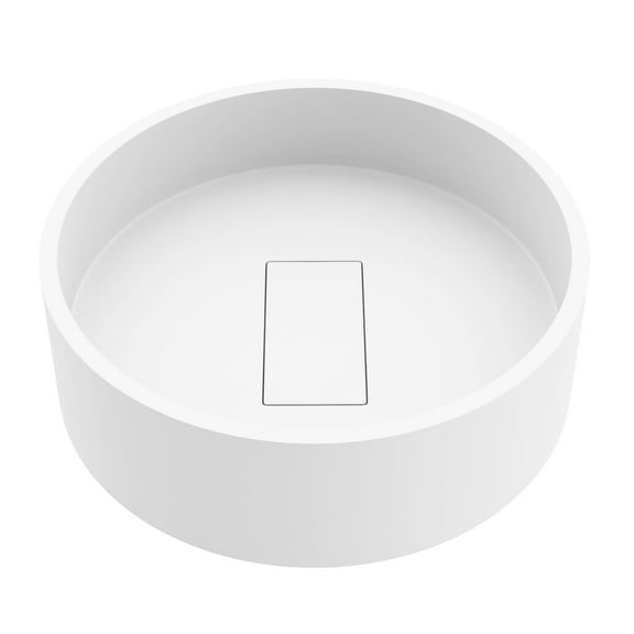 VIGO Bryant Modern White Matte Stone 15 in. L x 15 in. W x 5 in. H Round Vessel Bathroom Sink