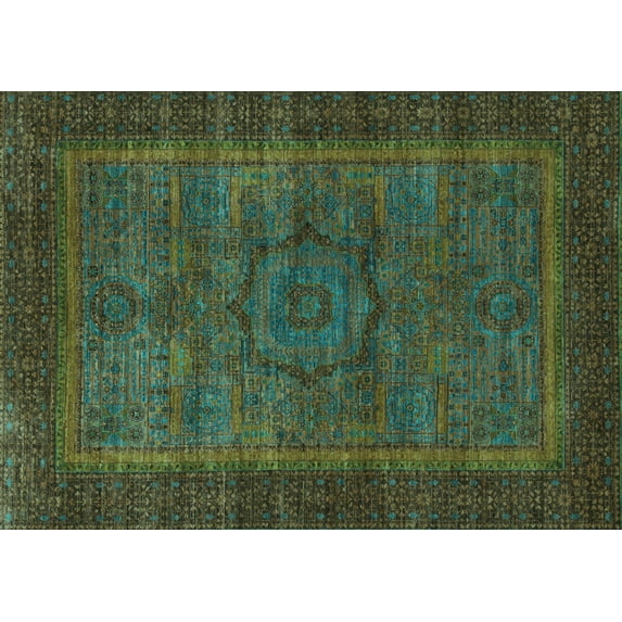 Ahgly Company Indoor Rectangle Abstract Light Blue Modern Area Rugs, 5' x 7'