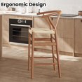 thumbnail image 4 of Farini Wishbone Counter Height Barstool, Fully Assembled Weave Bar Chair with Wooden Frame, for Kitchen Island, Dining Room, Bar, Single, Walnut, 4 of 7
