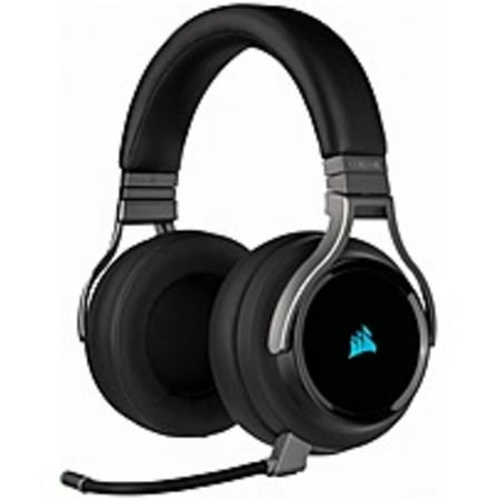 Pre-Owned Corsair VIRTUOSO RGB WIRELESS High-Fidelity Gaming Headset - Carbon - Stereo - Mini-phone (3.5mm) - Wired/Wireless - 60 ft - 32 Ohm - 20 Hz - 40 kHz - Over-the-head - Binaural - Like New