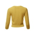 thumbnail image 3 of A2Y Women's Solid Cropped 3/4 Sleeve Button Down Crew Neck Knit Cardigan Sweater Honey 3XL, 3 of 5