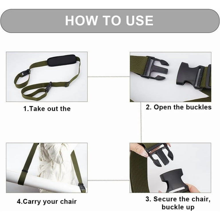 2Pcs Beach Chair Carrying Strap Adjustable Folding Chair Backpack