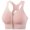 Pink, variant on Women's Zip Front Sports Bra Wireless Post-Surgery Bra Active Yoga Sports Bras Cross Back Seamless Padded Bralettes