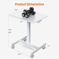 thumbnail image 2 of Small Adjustable Ergonomic Standing Desk, Compact Workstation Mobile Sit-Stand Desk with Pneumatic Height Adjustment, Lockable Rolling Desk for Home Office, White, 2 of 6
