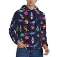 thumbnail image 2 of Lsque Space Dinosaur Pattern Casual Men's Hoodie,Hooded Sweatshirt with Kangaroo Pocket,Pullover Hoodie-Small, 2 of 7