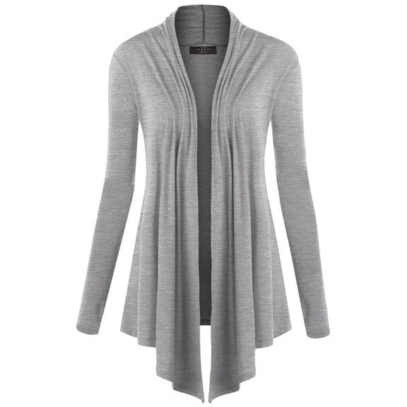 Made by Johnny Women's Draped Open Front Cardigan L HEATHER_GREY