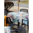 thumbnail image 6 of Square Outdoor Tablecloth with Umbrella Hole Coastal Beach Outside Table Cloth Waterproof Patio Table Cover Summer Starfish Nautical Shell Ocean Zipper Tablecloths for Picnic Party Camping 60x60 Inch, 6 of 8