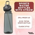 thumbnail image 3 of Plastic Sports Bottles with Spill Proof Lids 22 oz. Set of 6, Bulk Pack - Reusable, With Straw, Perfect for Gym, Outdoor Sports, Home, Office - Charcoal, 3 of 5
