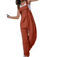 thumbnail image 4 of Women's Solid Color Work Overalls Fashionable Casual Leggings Jumpsuit for Women | Aestivo,Orange L, 4 of 9