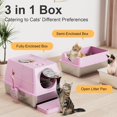 thumbnail image 3 of Stainless Steel Litter Box with Lid, XL Extra Large Litter Box, Enclosed Top Entry Metal Litterbox for Big Cat, Easy Cleaning, Anti-Leakage & High Sided with Mat, Aisle & Scoop, Pink, 3 of 8