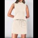 thumbnail image 5 of Conjuntos de Falda de 2 Piezas para Mujer, Conjuntos de Verano para Vacaciones en la Playa, Blusas de Cuello Alto, Falda de Tenis, Conjuntos de Estar por Casa. Beige Oscuro L, 5 of 9