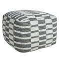 thumbnail image 4 of Laddha Home Designs 18" White and Gray Checkered Square Pouf Ottoman, 4 of 9