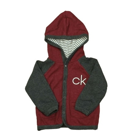 

Pre-owned Calvin Klein Boys Maroon | Grey Hoodie size: 12 Months