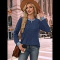 thumbnail image 4 of Camisas de Larga para Mujer, Suéteres, Conjuntos de Otoño, Bloques de Color, Ropa de Invierno, Elegantes, Informales, Suaves. Azul Marino XXL, 4 of 7