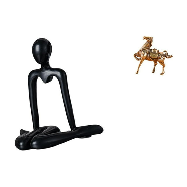 Figura de pensador, escultura de escritorio, adorno de caballo, estatua de animal, diseño abstracto, material resistente, adecuada para la decoración