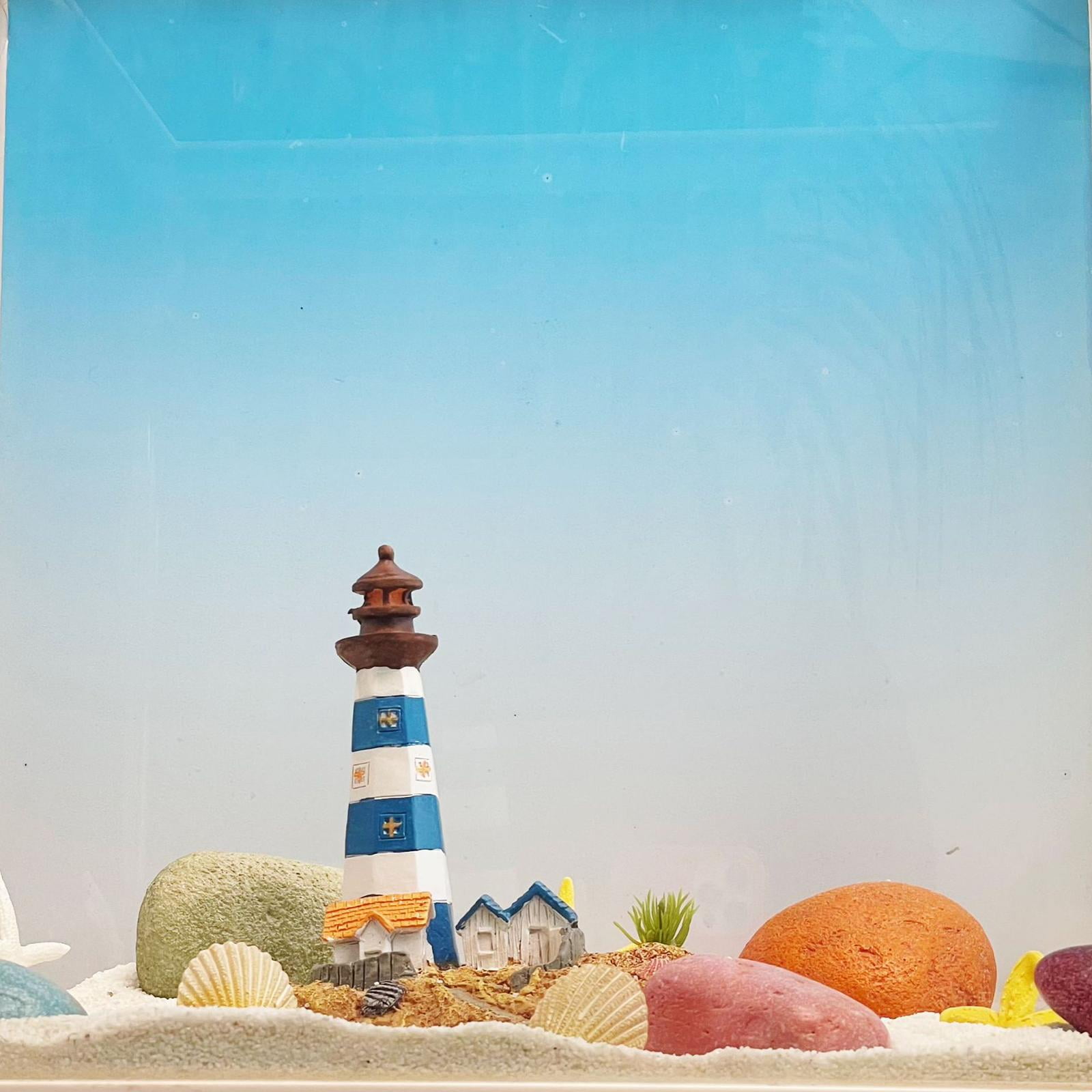 Lighthouse Figurine Aquarium Resin Accessories Mediterranean Statue
