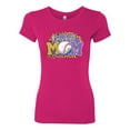 thumbnail image 3 of Wild Bobby, Baseball Mom Cheetah Glitter Sports Womens Slim Fit Junior Tee, Raspberry, Small, 3 of 5