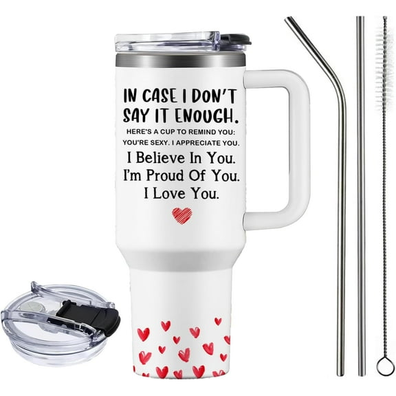 Valentine's Day Gifts for Her, 40oz In Case I Don''t Say It Enough Tumbler, I Love You Gifts for Wife Husband, Valentine's Anniversary Birthday Gifts