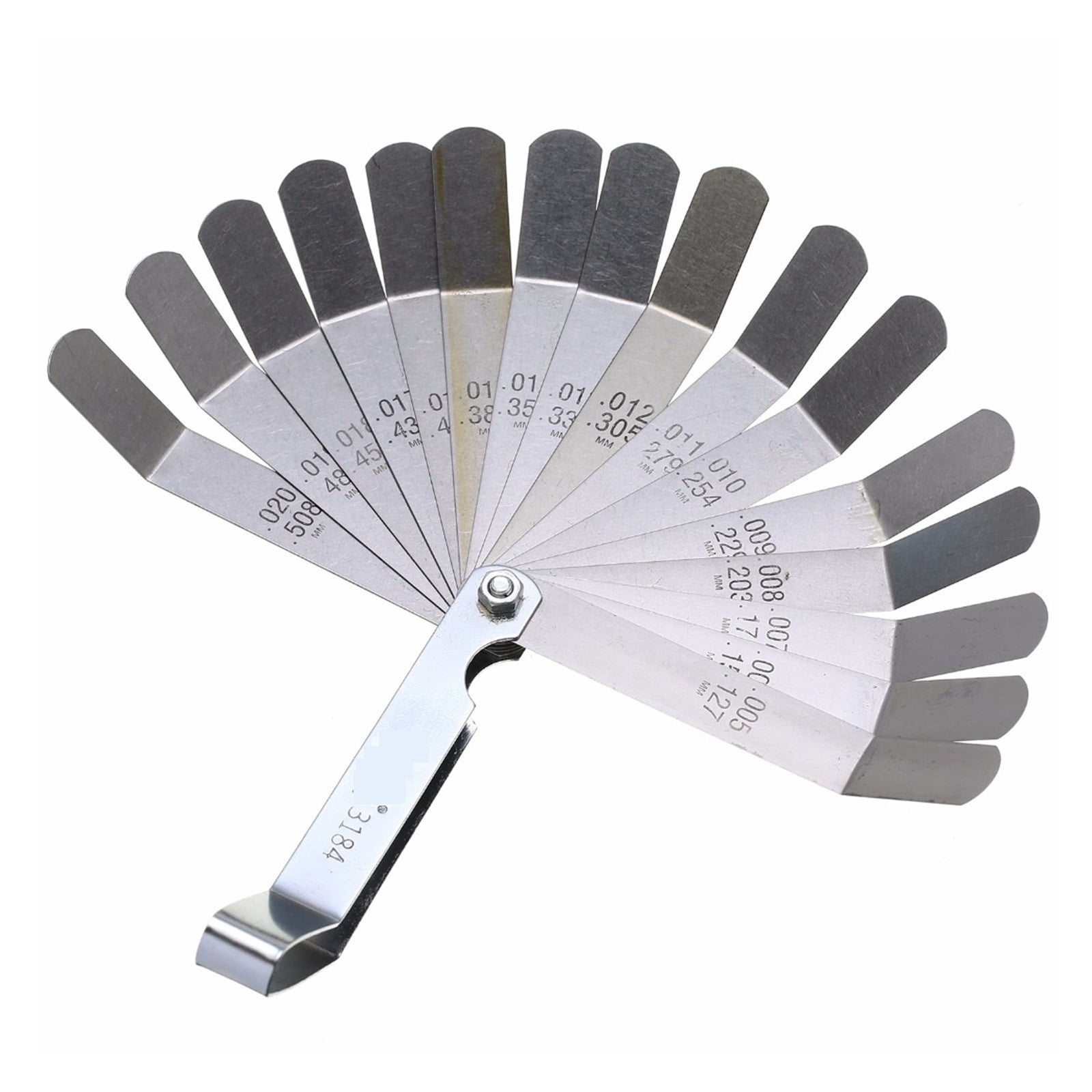 1pcs 16 Blade 0.127-0.508 Mm Stainless Steel High Strength Metric 0.127mm To 0.508mm Valve Offset Feeler Gauge Measure Tool ,Easy to Use