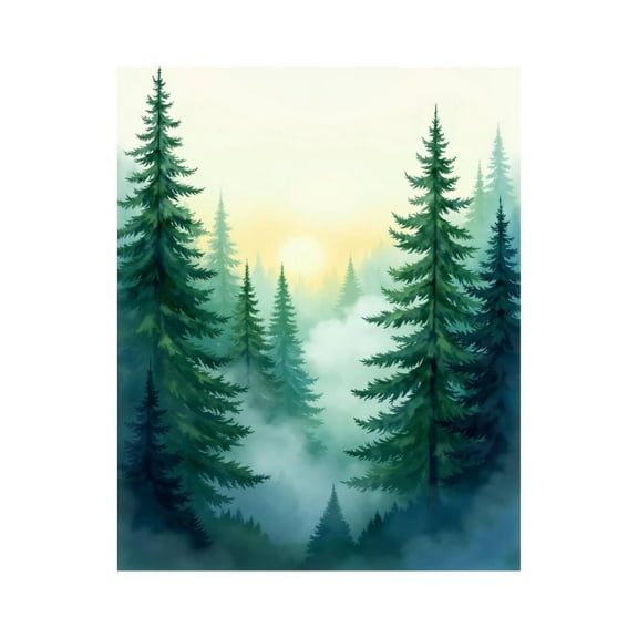 Paint by Numbers Kit for Adults, Forest Sunrise Misty Pines Paint by Numbers, Easy Paint by Numbers Kit for Adults Beginner, DIY Adult Paint by Number Kits on Canvas, 12x16in Home Decor