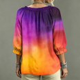 thumbnail image 5 of 3/4 Length Sleeve Womens Tops Lace Up Blouse Women's V-Neck Abstract Geometric Print Ruffle Trim Casual Loose Flowy Dressy Shirts, 5 of 5