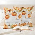 thumbnail image 3 of Orange Green Pumpkins Fall Outdoor Waterproof Pillow Covers, Thanksgiving Botanical Vintage Decorative Square Throw Pillowcase Sofa Cushion Sham for Patio/Couch/Chair, 20"x20" 2 Pack, 3 of 8