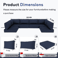 thumbnail image 6 of YLLN 14-Piece Outdoor Sectional Cushions, 4" Thick Patio Replacement Set, Waterproof with Zipper, Washable Seat Cushion for 6-Seat Wicker Rattan Conversation Sets, Navy Blue, 6 of 7