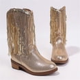 thumbnail image 3 of Ticikt Fringe Sparkly Cowboy Boots for Girls Kids Rhinestone Chunky Heel Tassel Mid Calf Western Riding Boots Princess Shoes,Color:Gold, 3 of 8