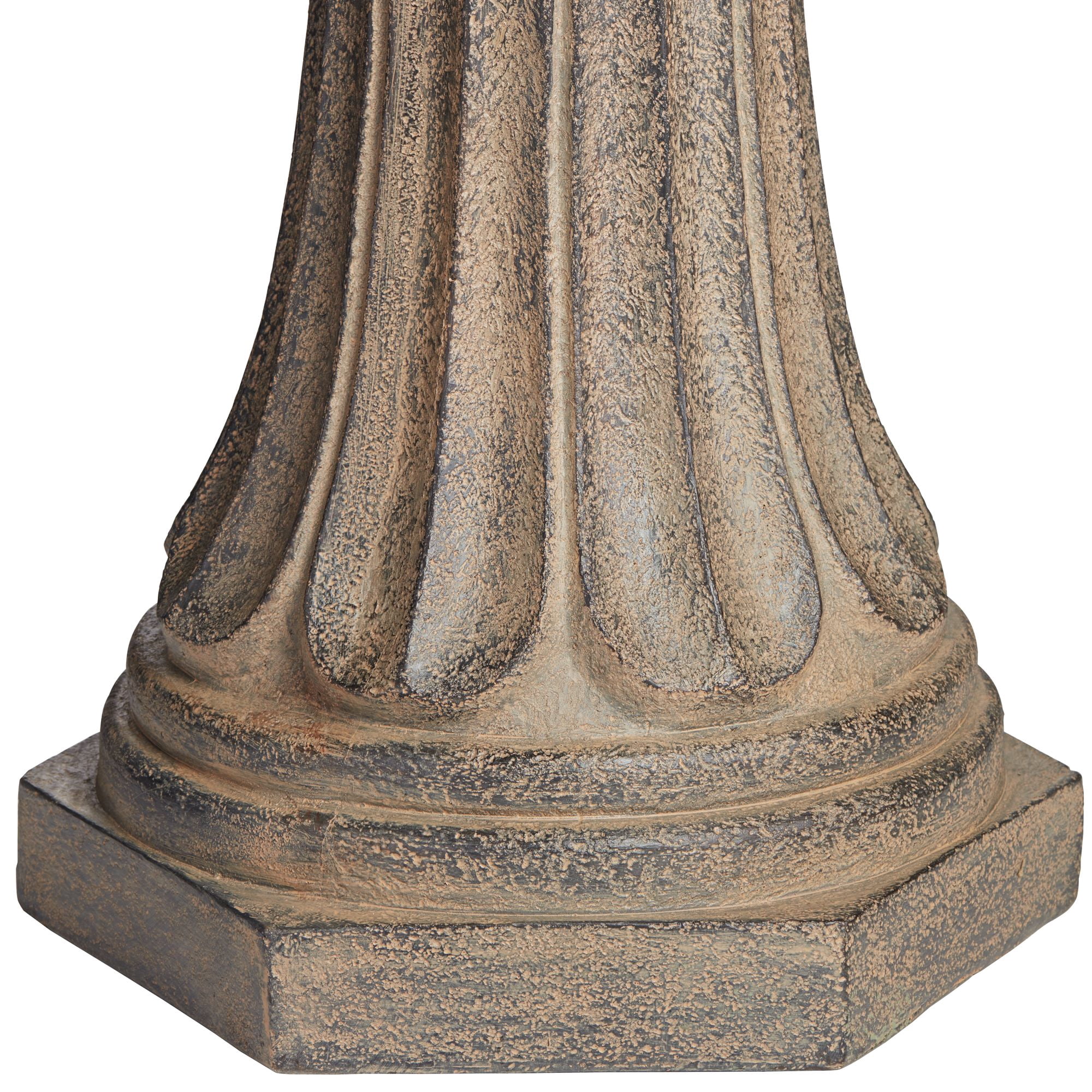 Farron 46" High Large Italian Outdoor Decor Gray Faux Stone Floor Fountain with Light LED 3-Tier Outside
