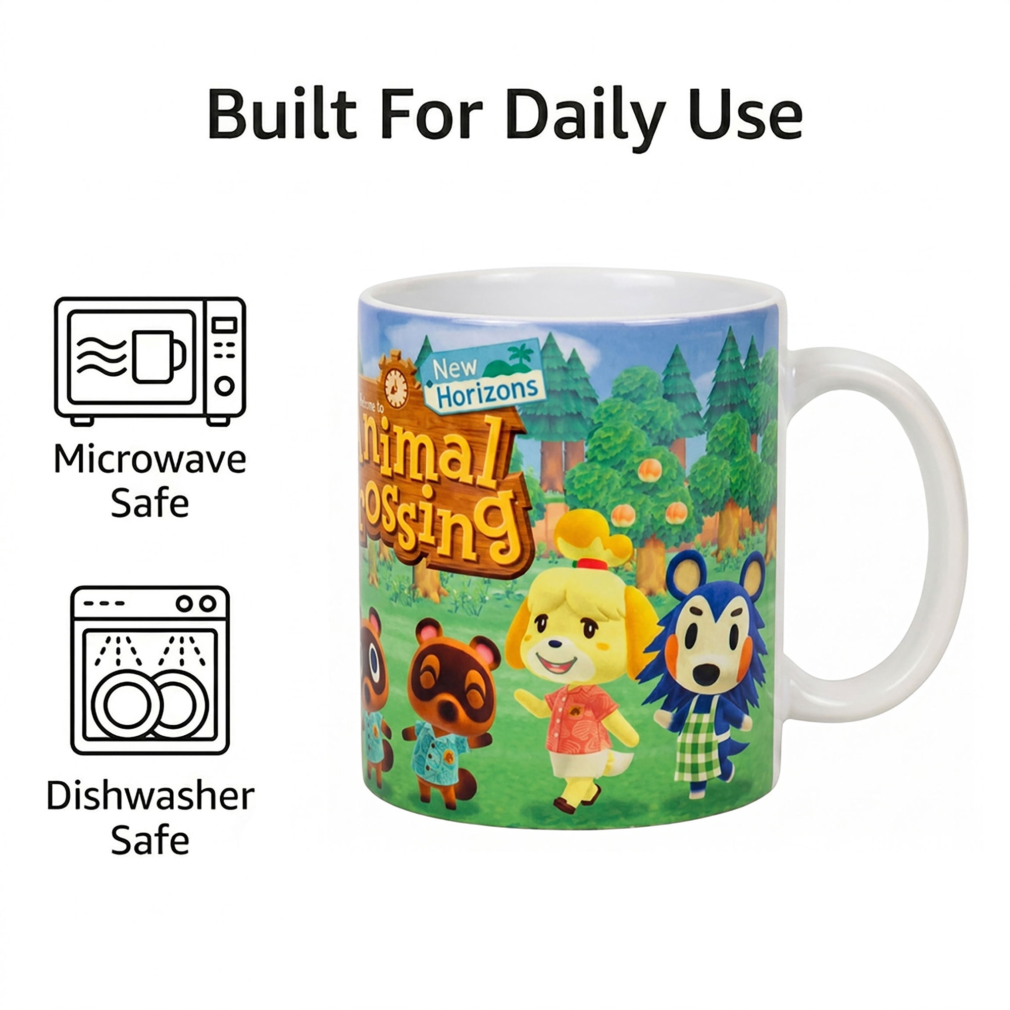 Pyramid America: Animal Crossing: New Horizons Lineup - 11oz Ceramic Mug - Coffee-Tea, Microwave-Dishwasher Safe, Video Game Fan Collectible, Licensed