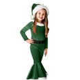 thumbnail image 3 of Otqutp Outfits Set for Baby Birthday Toddler Girls Christmas Long Sleeve Romper Flare Jumpsuit Hat Set Fall Winter Clothes for 1-5 Years(Green,3-4 Years), 3 of 9