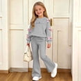 thumbnail image 6 of Auroural Girls Clothes Sets Size 7-8 Girls Bow Sweatshirt Crewneck Long Sleeve Pullover Top Girl's Heart Shaped Printed Top Flare Pants Two-Piece Set Kids Fall, Winter, Cute, Casual 5-15 Years, 6 of 9