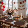 thumbnail image 5 of Solid Brown Round 15 Inch Placemats Set of 4, Vintage Minimalism Abstract Denim Pattern HeatResistant Non Slip Place Mats for Dining Table, Wipeable Braided Kitchen Table Mats for Housewarming, 5 of 9