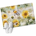 thumbnail image 2 of 2x3 Door Mat Rug, Sunflower Bee Non-Skid Rubber Backing Large Rectangle Rugs - Living Room Bedroom Home Office, Vintage Summer Botanical Farmhouse Indoor Floor Mat Carpets Washable Rug, 2 of 9