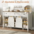 thumbnail image 6 of Homhougo 59'' Farmhouse Buffet Cabinet with Sliding Barn Door, Rustic Sideboard with 3 Drawer, Removable Wine Rack, Farmhouse Sideboard with Adjustable Shelf for for Dining Room, Kitchen, White, 6 of 8