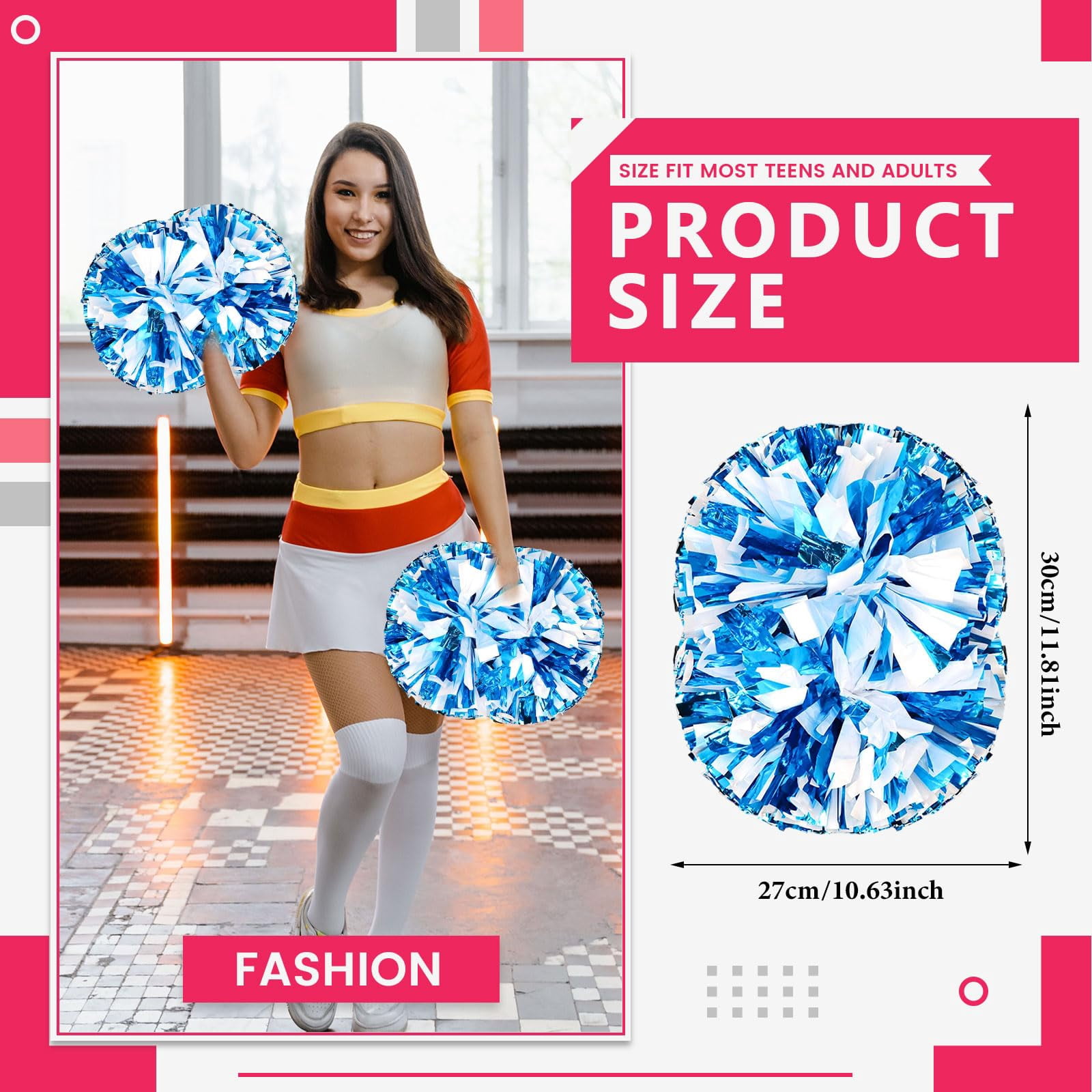 10 Pcs Cheerleading poms,pom poms Cheerleading with Handle Style Cheer Pom Pomsfor Dance, Matches, Team Spirit Sports
