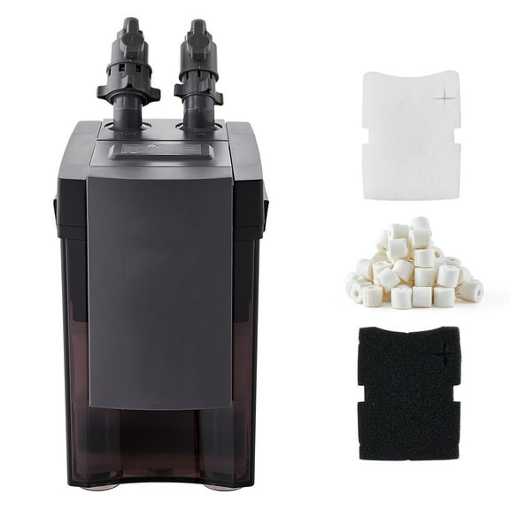 KFFKFF 162.7GPH External Canister Filter, 3-Stage Aquarium Filtration System with Efficient Pump, Water Circulation Unit with Media for Large Fish Tanks and Aquariums Up to 100 Gallons