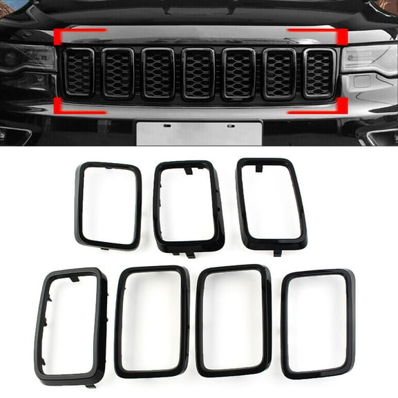 NS for Jeep Grand Cherokee 2017-21 Black Front Grille Grill Insert Ring Cover Trim