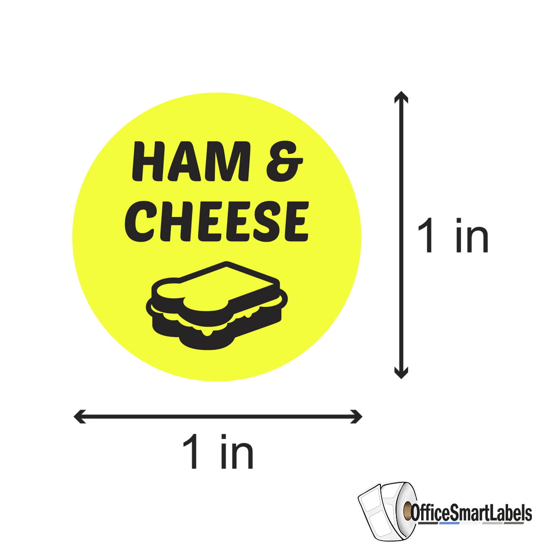 Ham and Cheese Deli Cafeteria Grocery Stickers 500 Labels Total 1 Inch Round 
